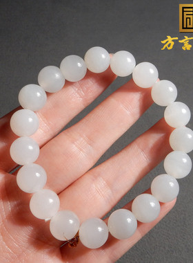 新疆且末羊脂白玉油润细10mm手串