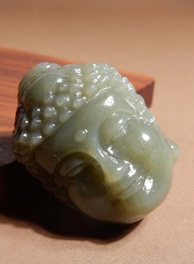 方言品牌和田玉精品青海老坑料湖水色冰底佛魔一念精美吊坠s11