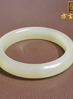 高品方言和田玉精品收藏级青海料冰底细润晴水内径53mm圆条手镯h8