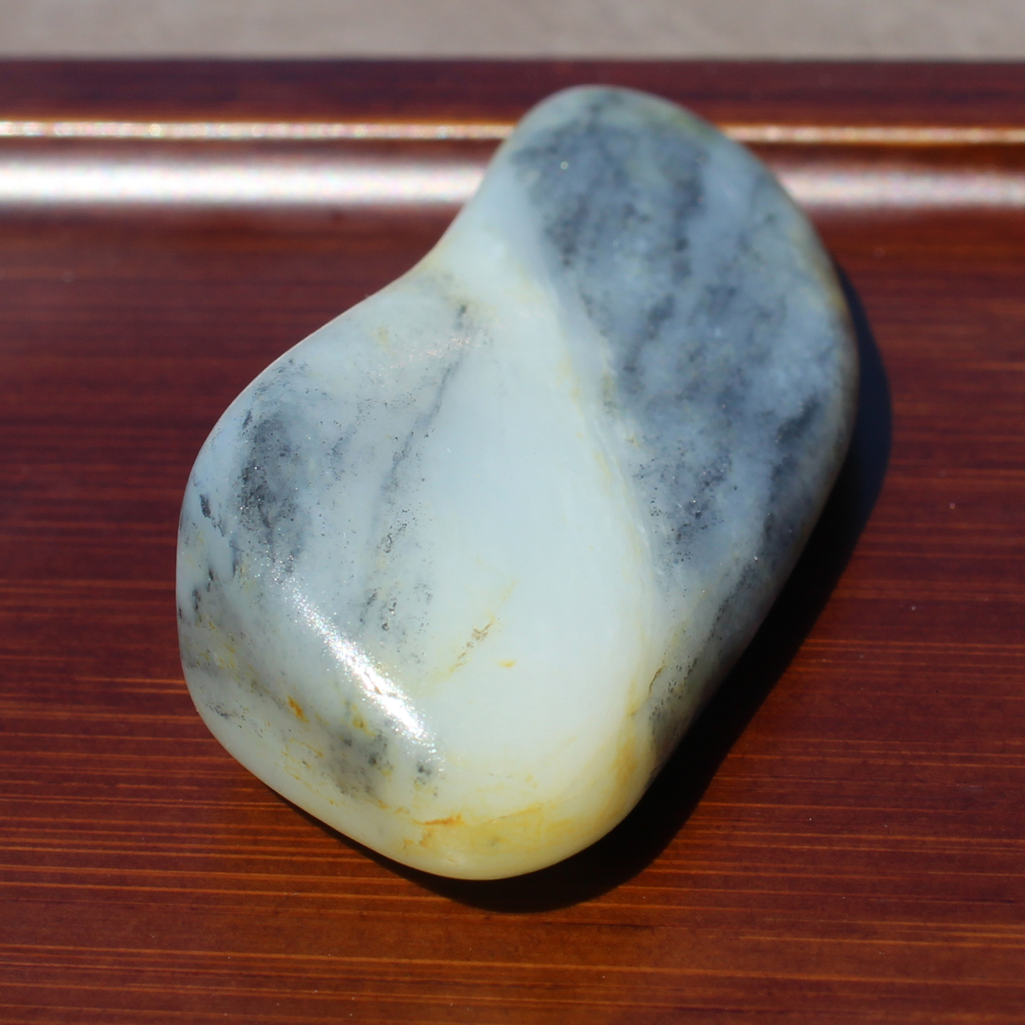 金皮一线天意境青花籽料原石吊坠