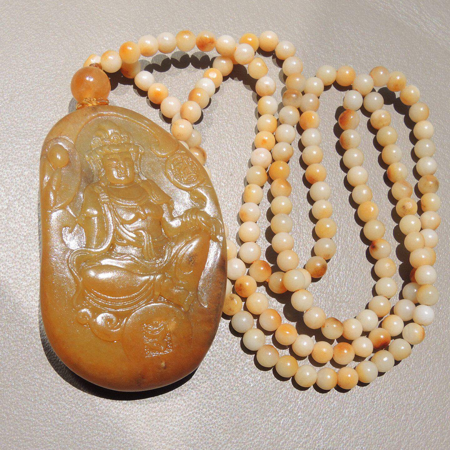 呆住了方言品牌和田玉珍稀黄色名品粟子黄色黄玉籽料观音大吊坠R