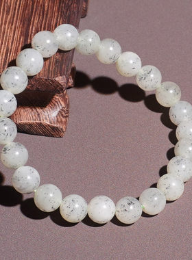 方言和田玉青花籽料芝麻点墨手串