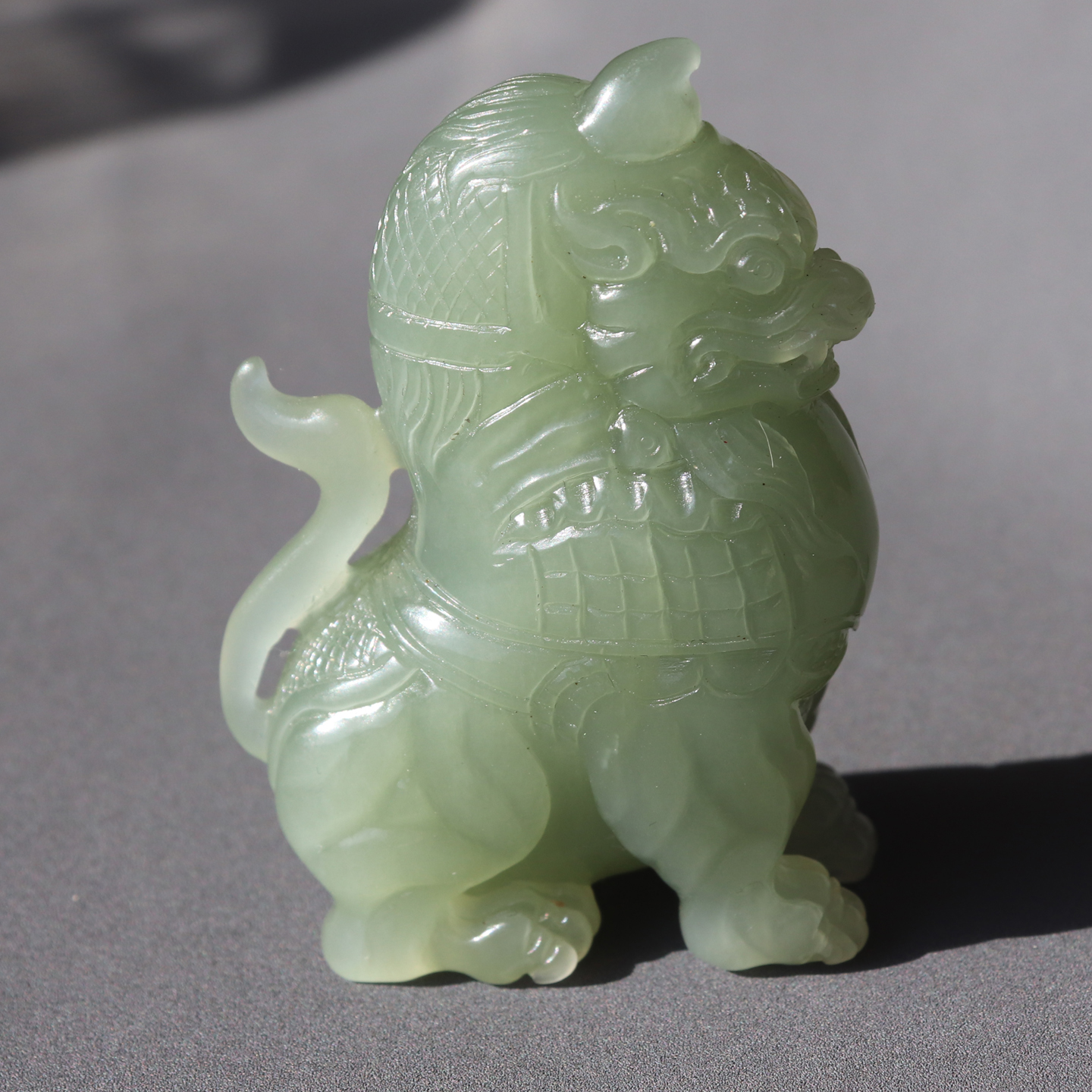 精品方言和田玉推荐青海老坑冰清水冰底特色立体麒麟把件小摆件A8