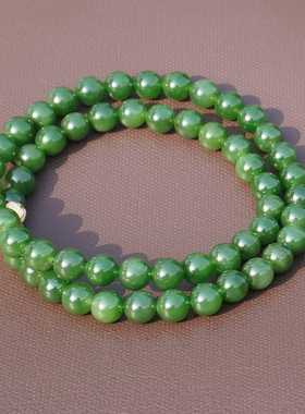方言品牌俄无黑点菠菜绿碧玉项链