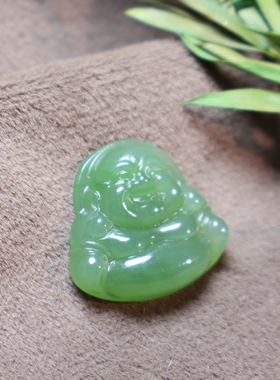 俄罗斯碧玉冰底阳绿逍遥佛公吊坠