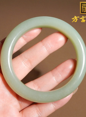 嗨翻了方言和田玉精品新疆且末料蓝色基调油润高脂60mm圆条手镯X3