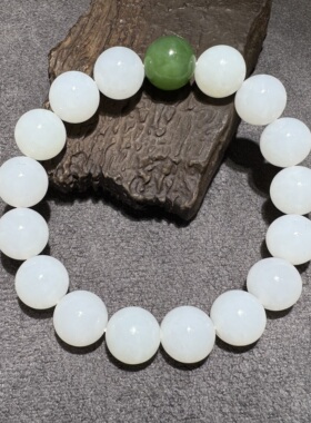 高品质方言新疆和田玉老坑且末高脂高糯羊脂白俄料碧玉12mm手串S6