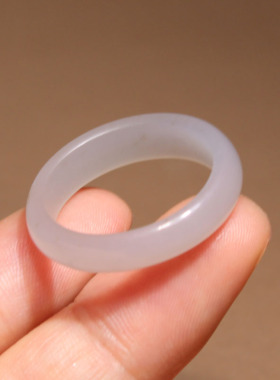 方言和田玉青海料烟紫20mm戒指