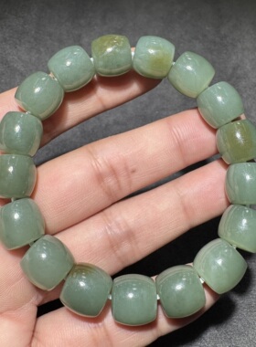 美哭了方言和田玉老熟新疆且末料蓝调带糖油润12mm直切手串手链S