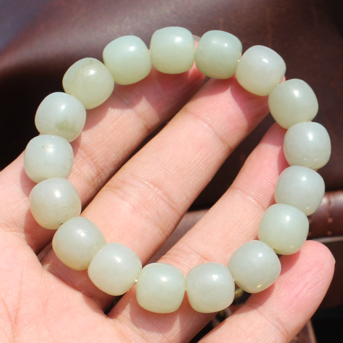 糖白玉新出12mm老型珠手串手链