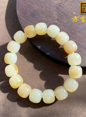 且末矿原料糖白玉12mm老型珠手串
