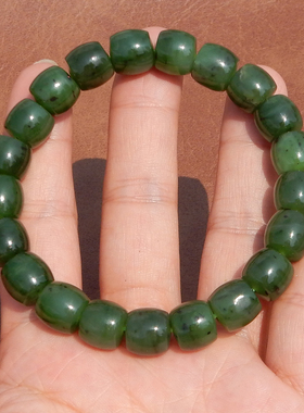 亏麻仅188元回馈玉友和田玉俄罗斯细润菠菜绿碧玉10mm直切手串A6