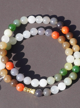 和田玉糖玉黄口烟紫俄碧多宝手串