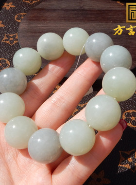 新疆玉龙河青花籽料18mm圆珠手链