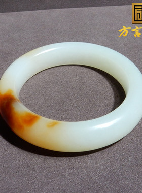 方言和田玉珍藏级新疆细润且末料羊脂底红糖白玉58mm女士手镯子X5