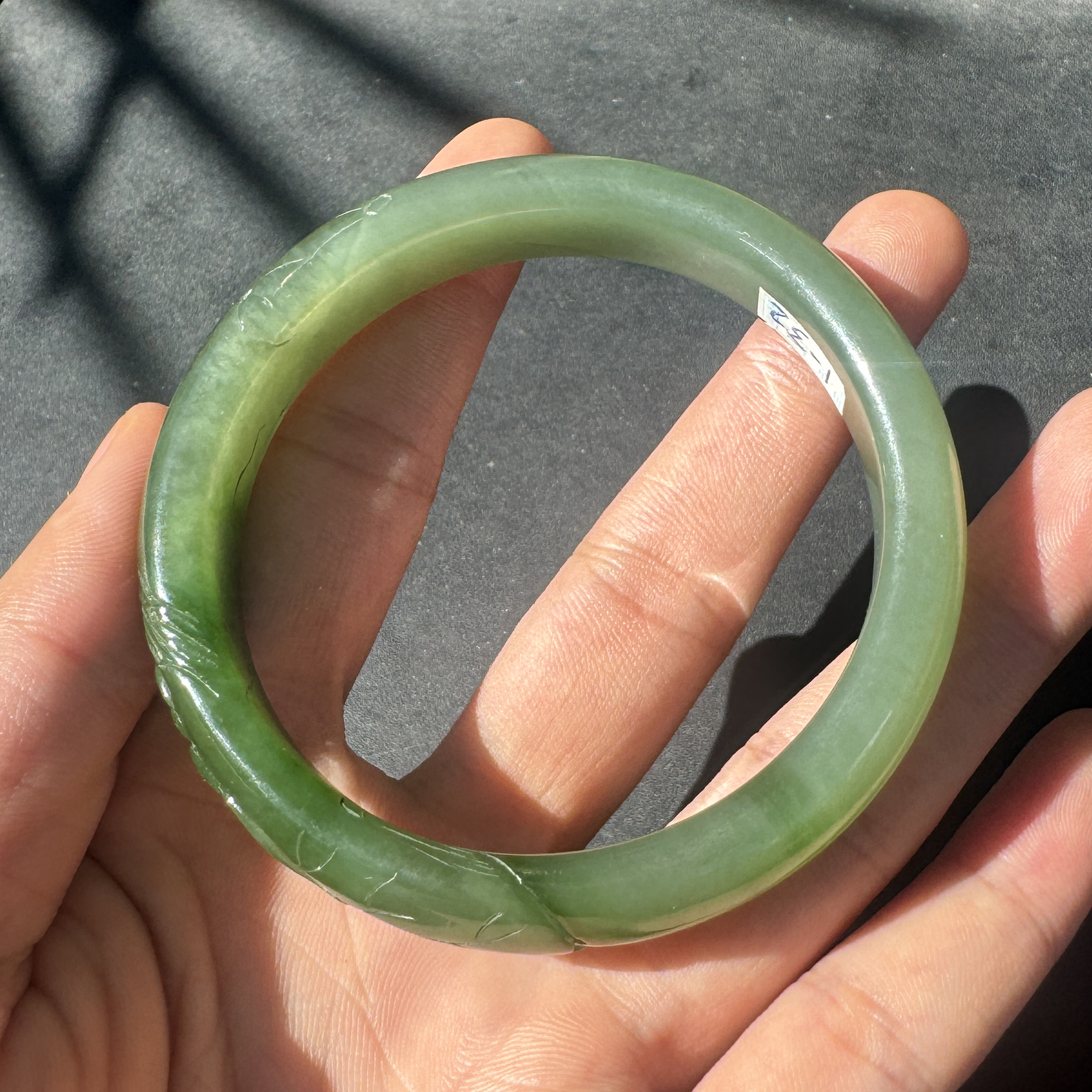 高品质方言和田玉俄罗斯碧玉老坑料辣菠菜绿花开富贵卡58mm手镯X5