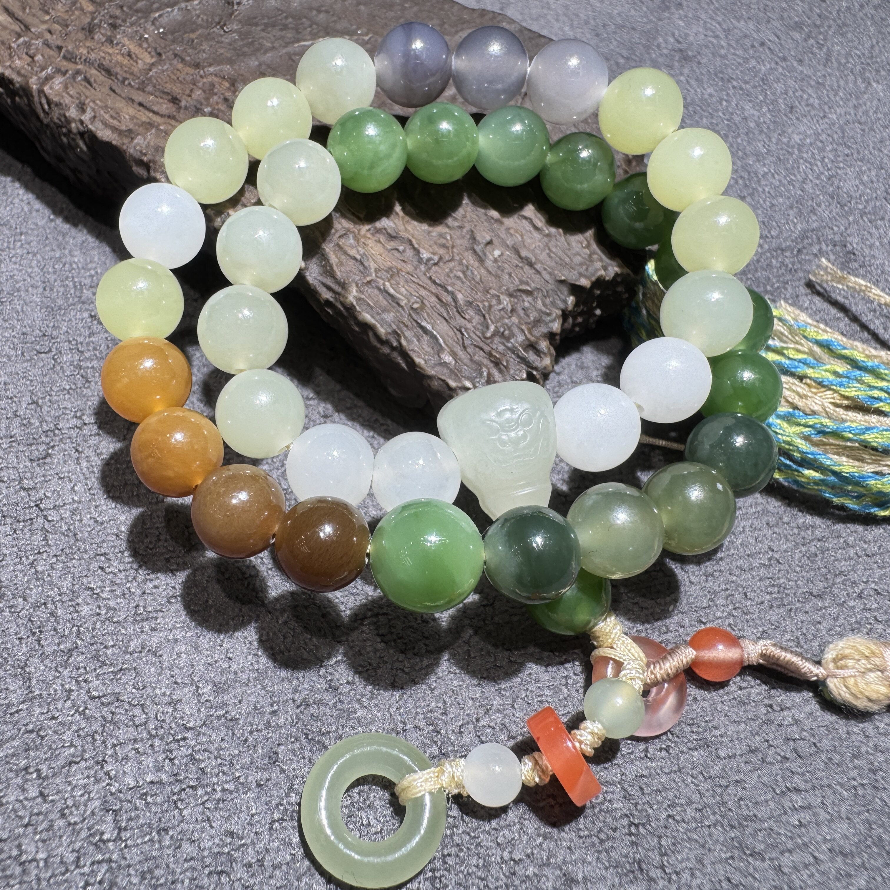 方言和田玉新疆且末糖老坑碧玉青海紫罗兰晴水白玉多宝8mm手持S6