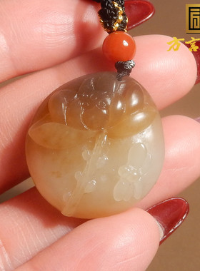 美美哒方言品牌和田玉新疆且末料细腻细腻红糖白玉花开富贵吊坠X3