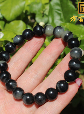 新疆和田玉青花籽料圆珠10mm手链