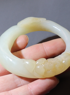 新疆且末料糖白玉连年有余镯