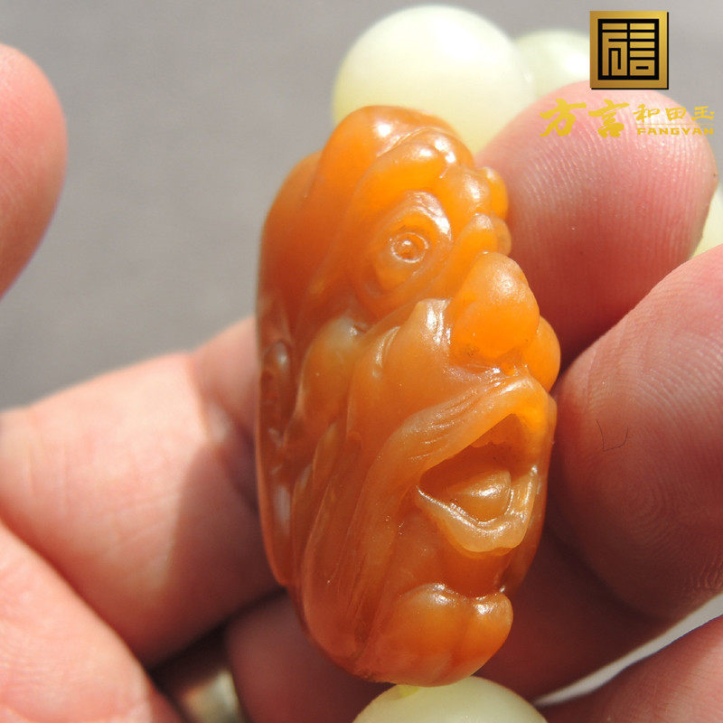 方言镇店之宝罕见帝王黄玉籽料独颗籽料精品罗汉头黄玉猫眼手链r