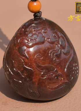 方言把件和田玉独籽新疆红沁籽料