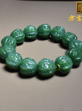 特色方言和田玉俄罗斯油润细腻辣阳绿色碧玉18mm南瓜珠手串手链X3