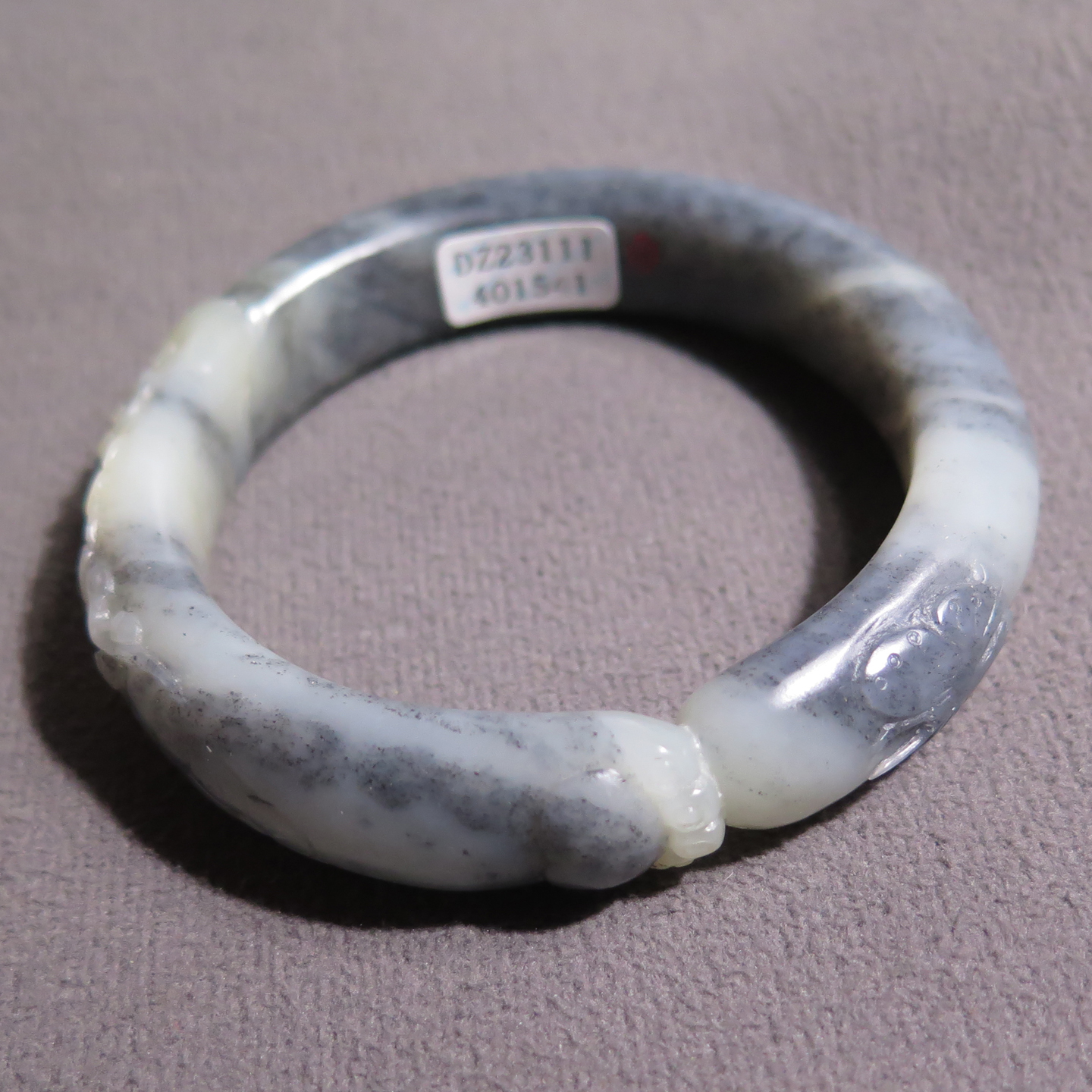 方言和田玉苏杰工作室作品新疆玉龙河黑白分明青花籽料猫爪手镯X5