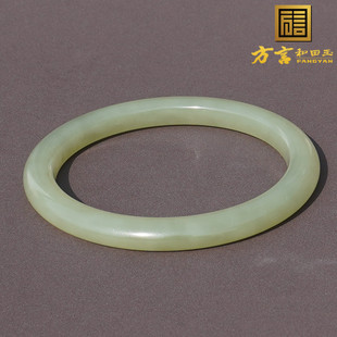 重磅巨漏方言和田玉新疆若羌高脂细润青黄口山料60mm细条手镯子A6