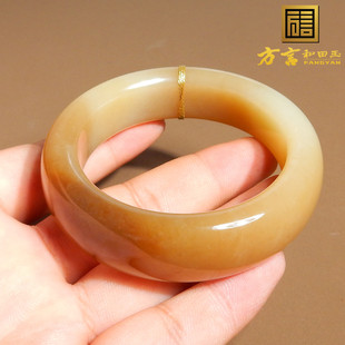 方言和田玉精品珍藏级新疆高脂油糯且末料糖玉55mm正装 女士手镯X6