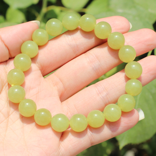 1780元回馈玉友方言和田玉新疆冰底无结构黄口料卡10mm圆珠手串A6