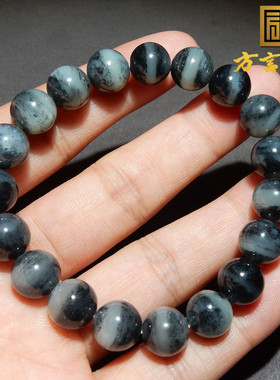 亏麻了方言特色和田玉精品新疆青花籽料一线天10mm圆珠手串手链w
