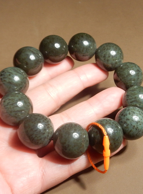 罕见方言和田玉放漏佩戴级青海料野牛沟桂花糕意境20mm手串手链X3