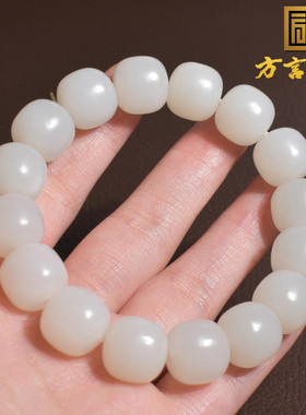 新疆细腻油润黑山白玉单圈手串