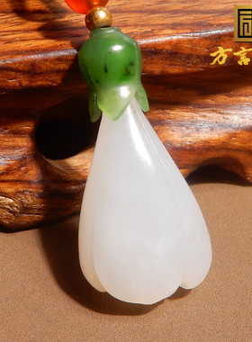 和田玉白玉吊坠碧玉玉兰花吊坠