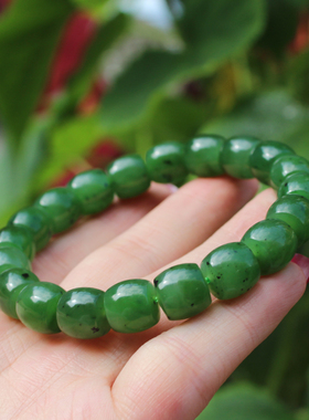 俄罗斯老料阳绿碧玉10mm直切手串
