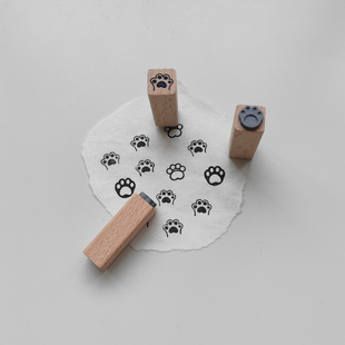 饰橡胶皮章 可爱猫狗爪印1cm超迷你手帐小印章木质mini打卡记录装