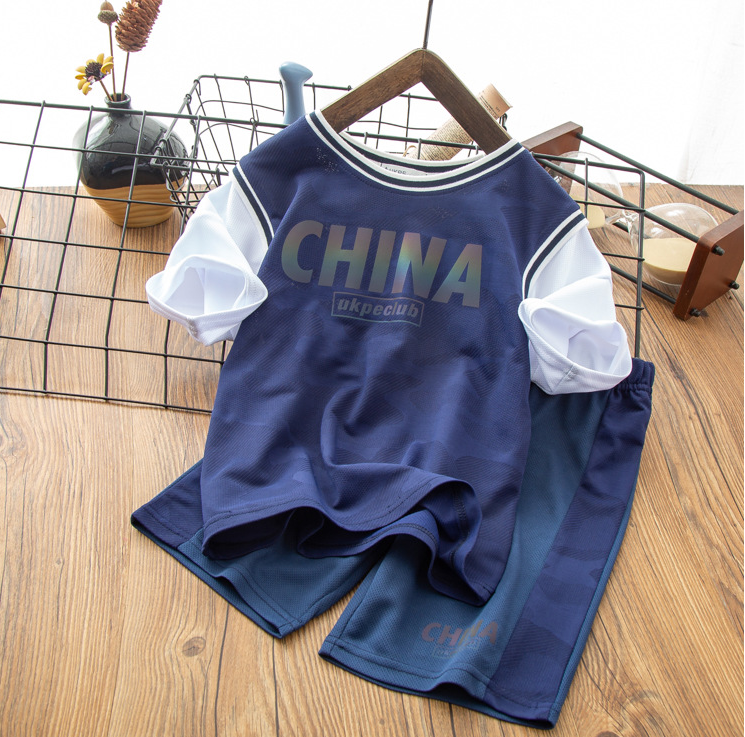 欧美童装男童短袖套装2025夏季新款儿童速干运动2件套短裤T恤夏装