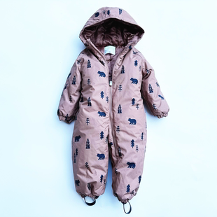 专业加棉加厚儿童连体滑雪服男童滑雪套装宝宝冲锋衣防水抗寒-30