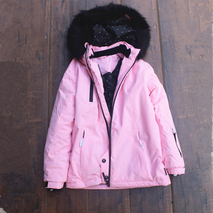 户外儿童女童中大童防水加棉加厚冲锋衣滑雪服宝宝外套连帽冬新款