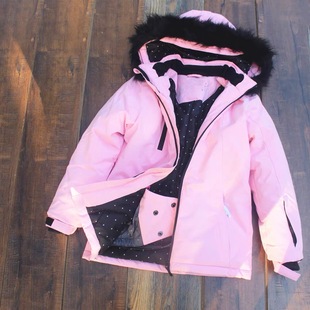 儿童冲锋衣女大童加棉加厚滑雪服中大童秋冬女童夹棉保暖厚外套贸