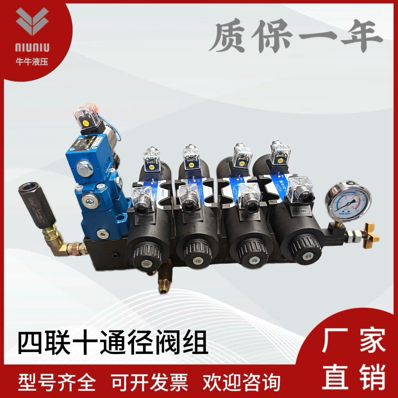 液压站四路电磁阀组DSG-03-3C2-DL-DC24配DBW10B五联油路块压力表,标准件/零部件/工业耗材,液压阀,淘宝优惠券,粉丝福利购,淘宝优惠卷