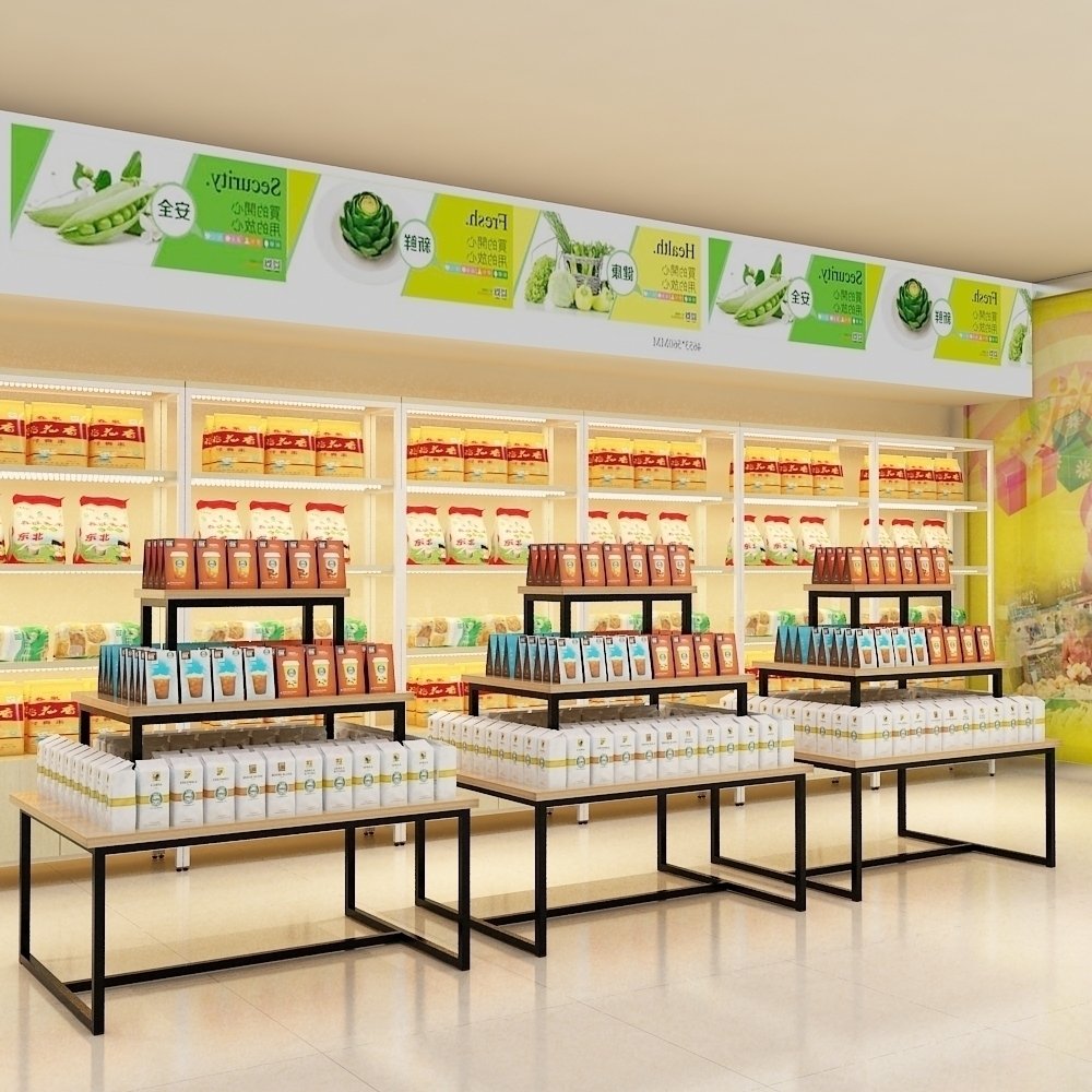 新款中岛柜货架展柜流水台精品化妆品柜陈列柜促销展架包包展示桌