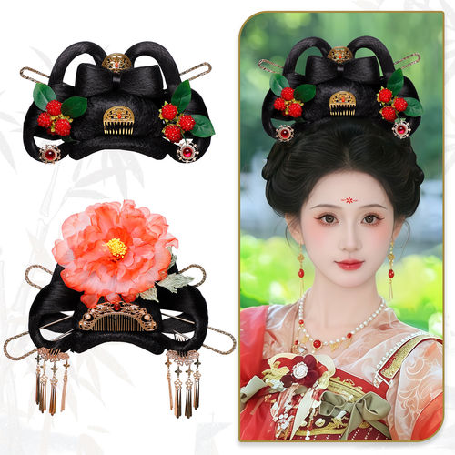 复古汉服懒人发髻头饰套装