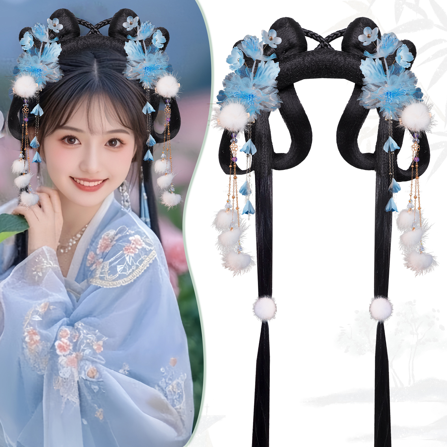 古装懒人发箍假发发饰套装