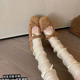 小码313233枫叶芭蕾~4cm内增高法式蝴蝶结平底玛丽珍芭蕾鞋女单鞋