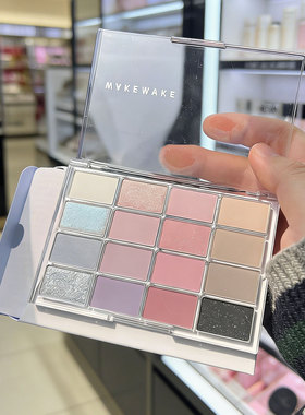 韩国wakemake眼影盘女16色珠光哑光烟粉提亮大地色卧蚕细闪正品