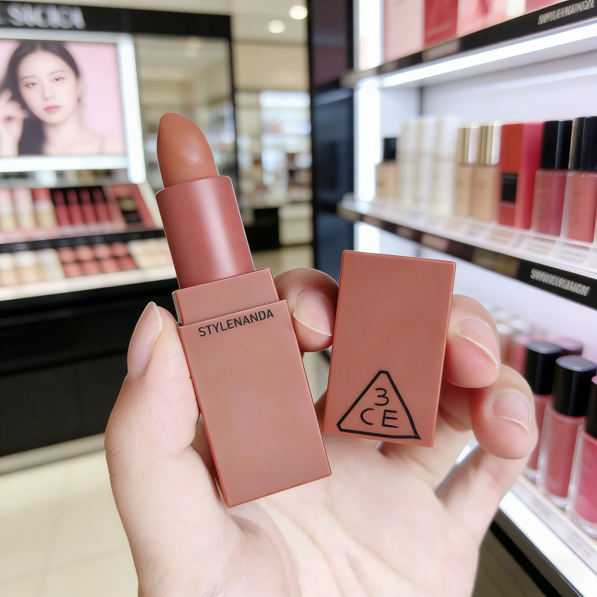 3ce口红哑光909南瓜色220哑光雾面116丝绒脏橘色复古红显白唇膏女