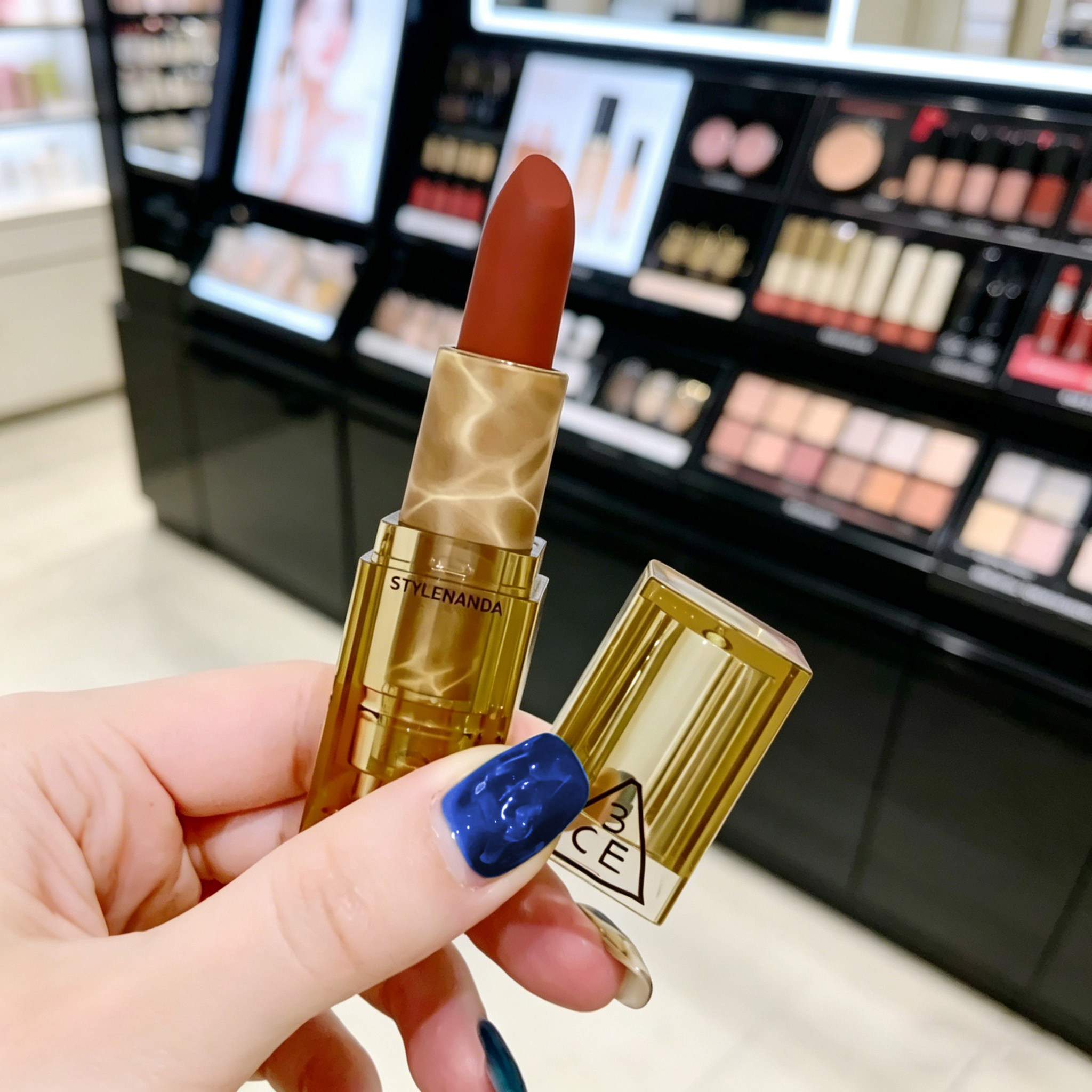 三熹玉3CE轻雾哑光唇膏琥珀亚克力口红333号色暖茶色滋润易上色