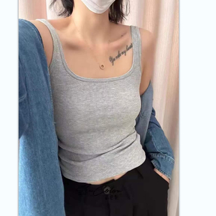 2025秋冬款暖绒保暖内衣内里磨毛带胸垫打底修身显瘦吊带窄带背心